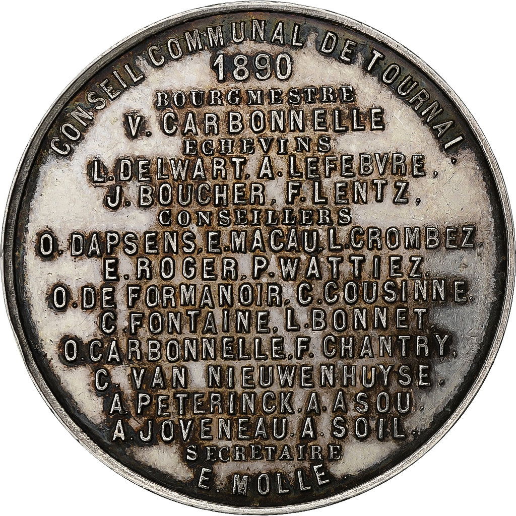 Belgium, Conseil Municipal De Tournai, 1890, Silver, E;MOLLE, AU(55-58)