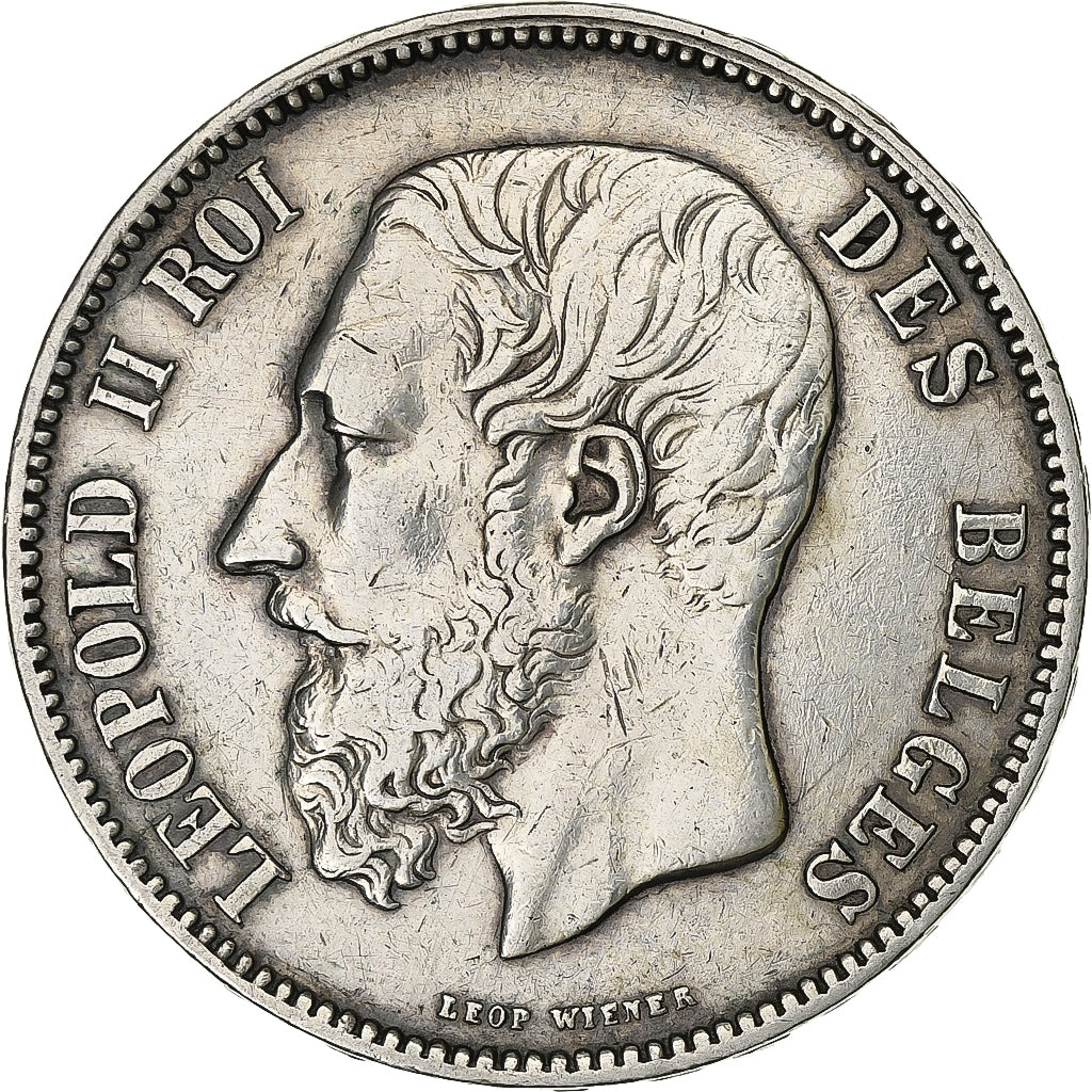 België, Leopold II, 5 Francs, 5 Frank, 1873, Zilver, ZF, KM:24