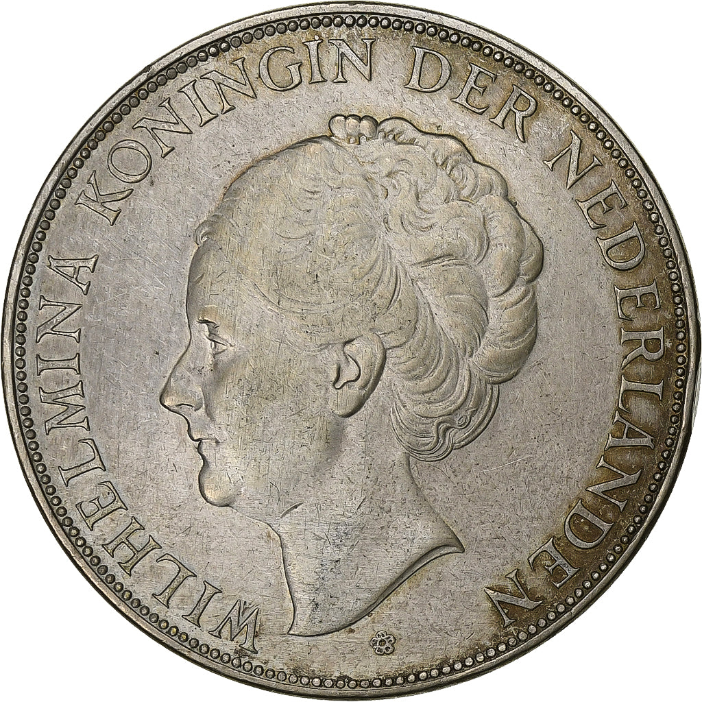 Holandia, Wilhelmina I, 2-1/2 Gulden, 1937, Srebro, EF(40-45), KM:165