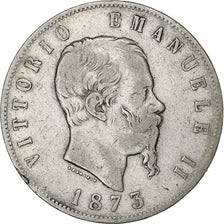 Italia, Vittorio Emanuele II, 5 Lire, 1873, Milan, Plata, BC+, KM:8.3