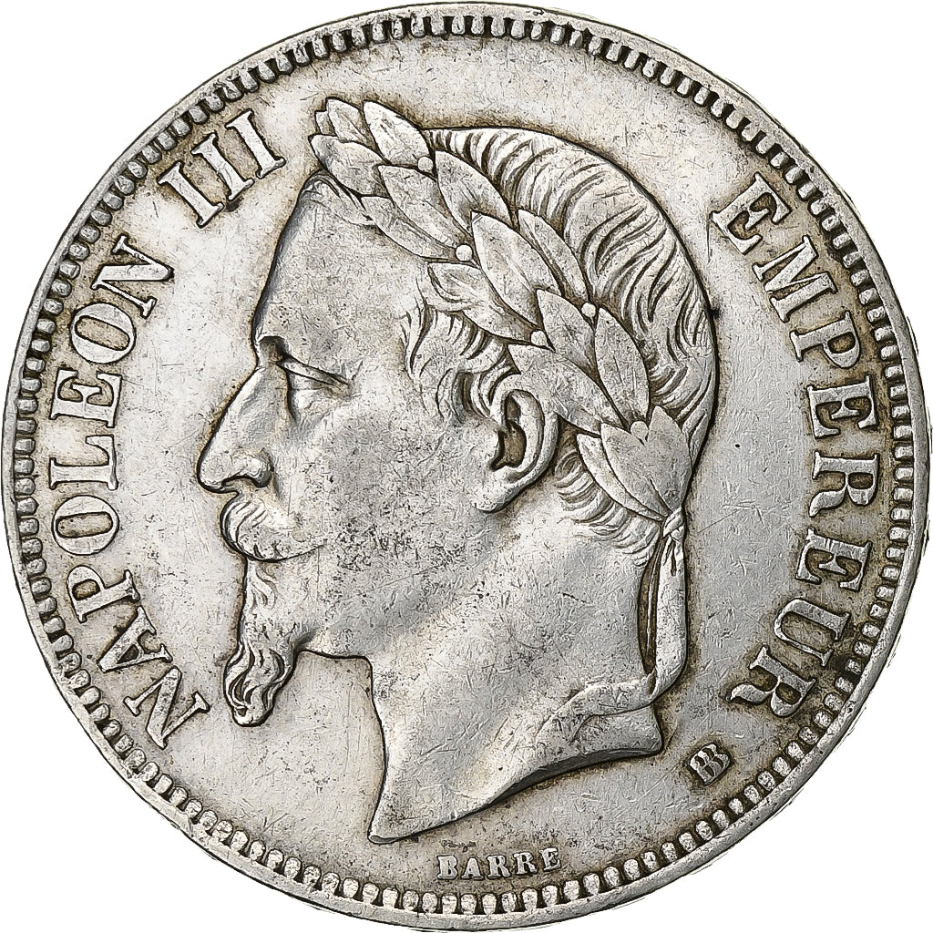 France, Napoleon III, 5 Francs, 1869, Strasbourg, Silver, EF(40-45), KM:799.2