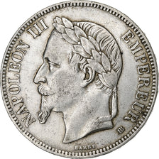 France, Napoleon III, 5 Francs, 1869, Strasbourg, Silver, EF(40-45), KM:799.2