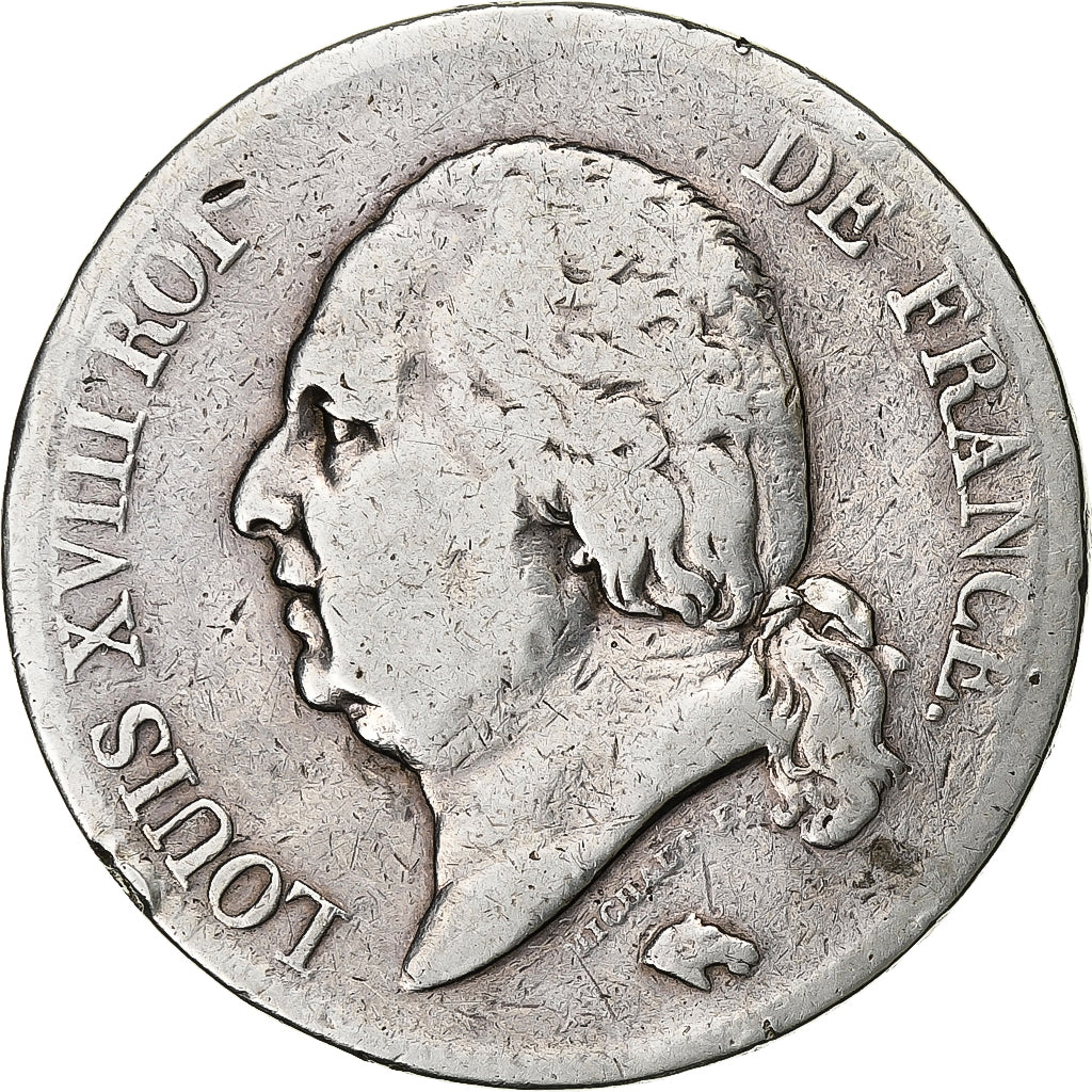 France, Louis XVIII, 5 Francs, 1819, Paris, Argent, TB, Gadoury:614, KM:711.1