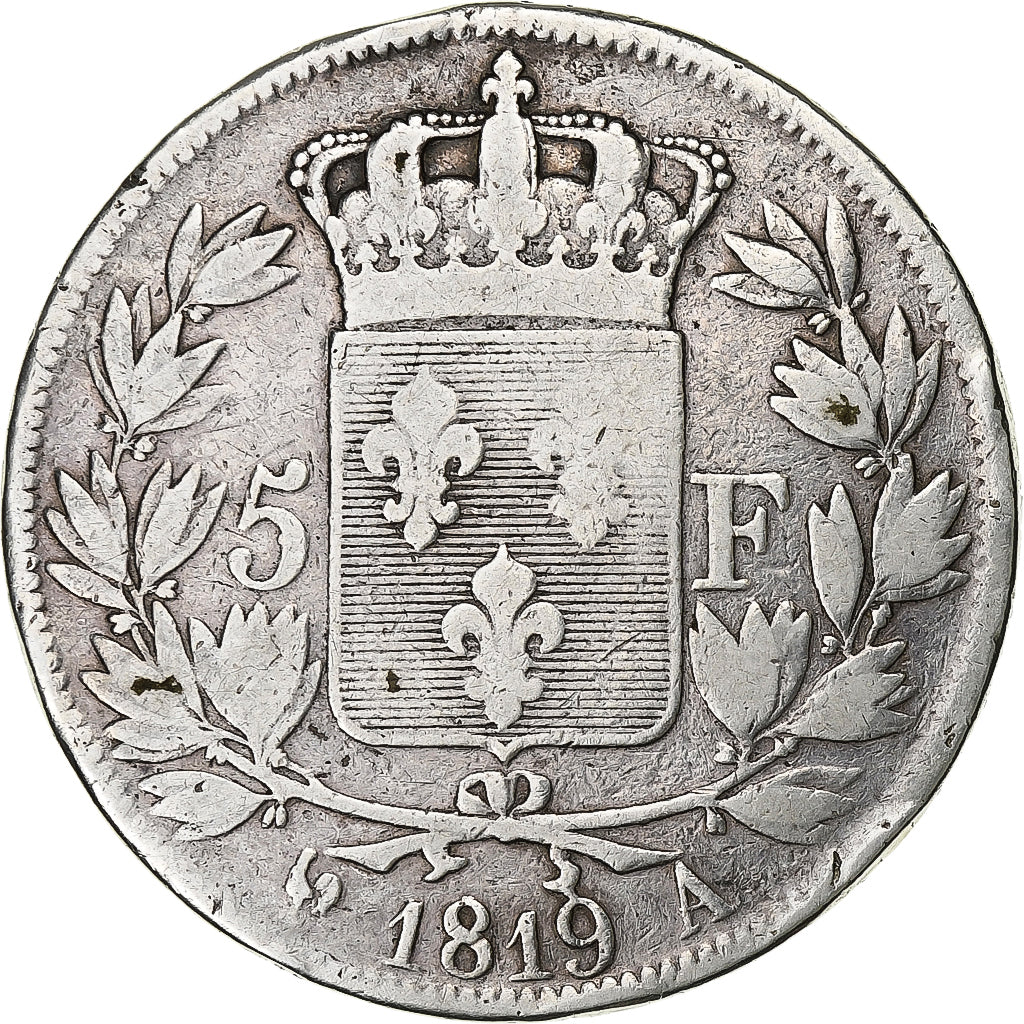 France, Louis XVIII, 5 Francs, 1819, Paris, Argent, TB, Gadoury:614, KM:711.1