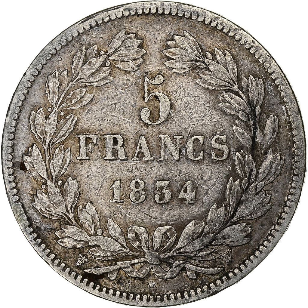 Frankreich, Louis-Philippe I, 5 Francs, 1834, Lille, Silber, S+, Gadoury:678