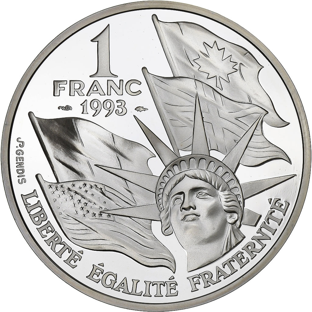 Francja, Franc, Débarquement allié, 1993, Monnaie de Paris, Proof, Srebro