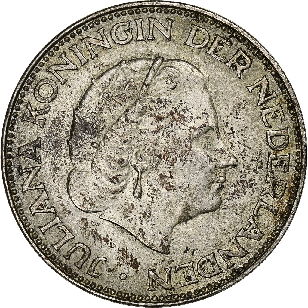 Nederland, Juliana, 2-1/2 Gulden, 1966, Zilver, ZF, KM:185