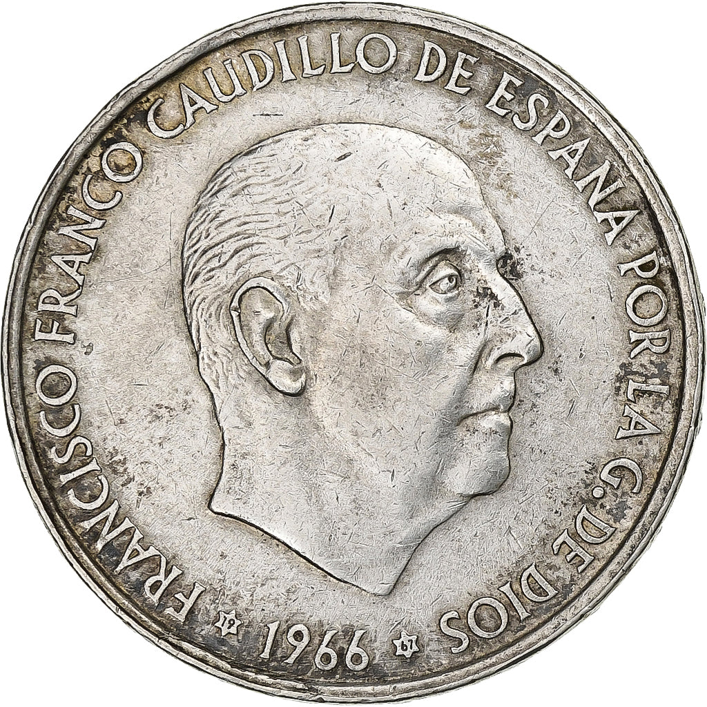 Spagna, Caudillo and regent, 100 Pesetas, 1967, Madrid, Argento, BB, KM:797