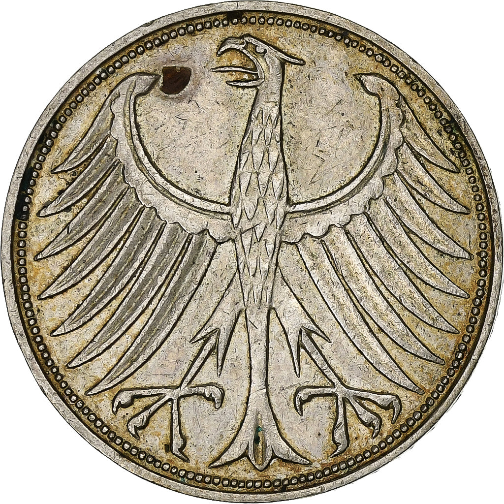 GERMANY - FEDERAL REPUBLIC, 5 Mark, 1963, Hamburg, Silver, EF(40-45), KM:112.1
