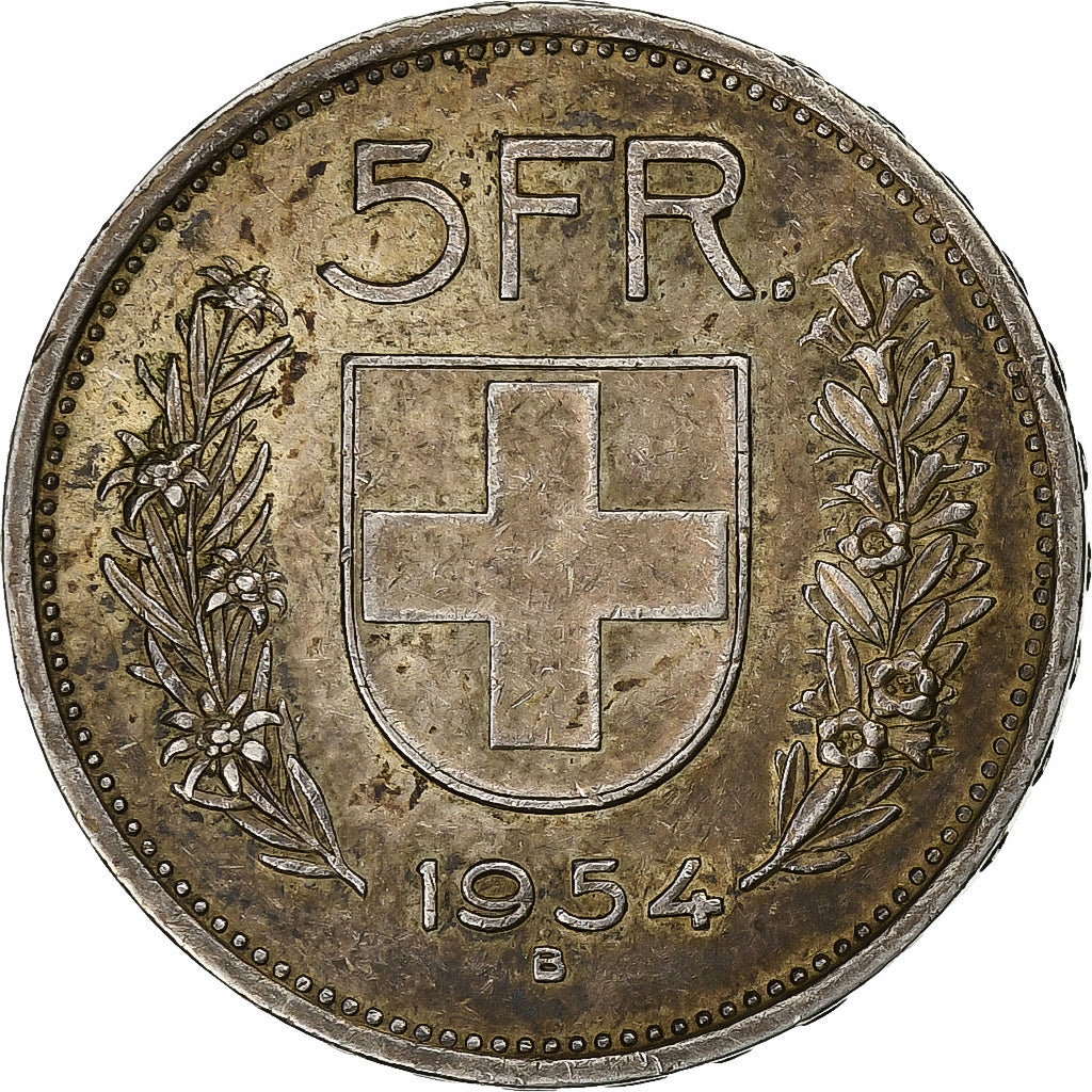 Switzerland, 5 Francs, 1954, Bern, Silver, EF(40-45), KM:40