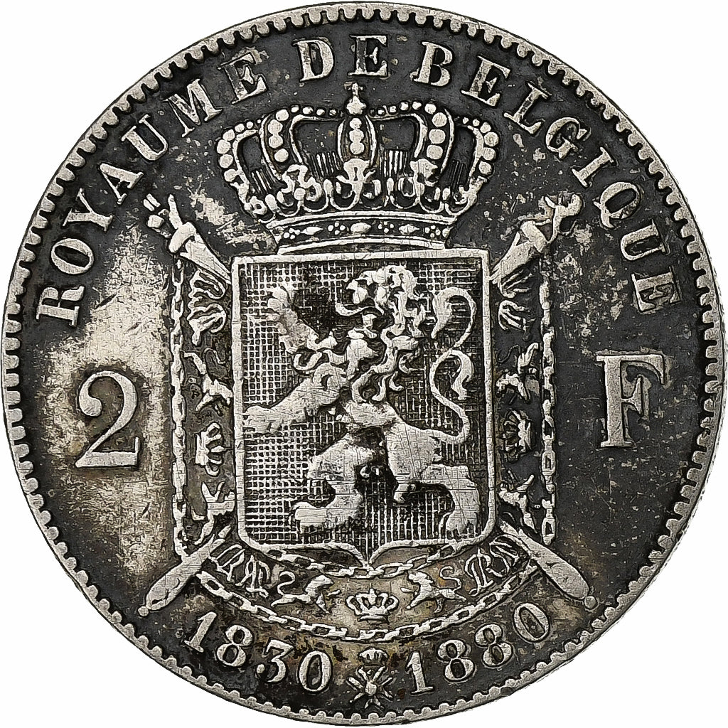Belgium, Leopold II, 2 Francs, 2 Frank, 1880, Silver, EF(40-45), KM:39