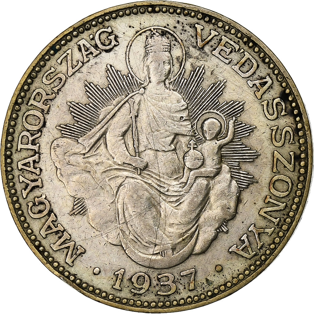 Hongarije, 2 Pengö, 1937, Budapest, Zilver, ZF, KM:511