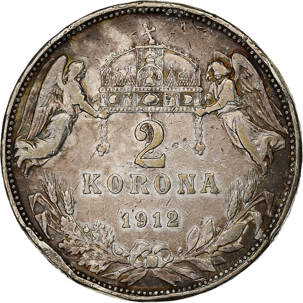 Węgry, Franz Joseph I, 2 Korona, 1912, Kormoczbanya, Srebro, EF(40-45), KM:493