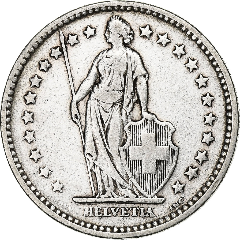 Svizzera, 2 Francs, 1908, Bern, Argento, MB+, KM:21
