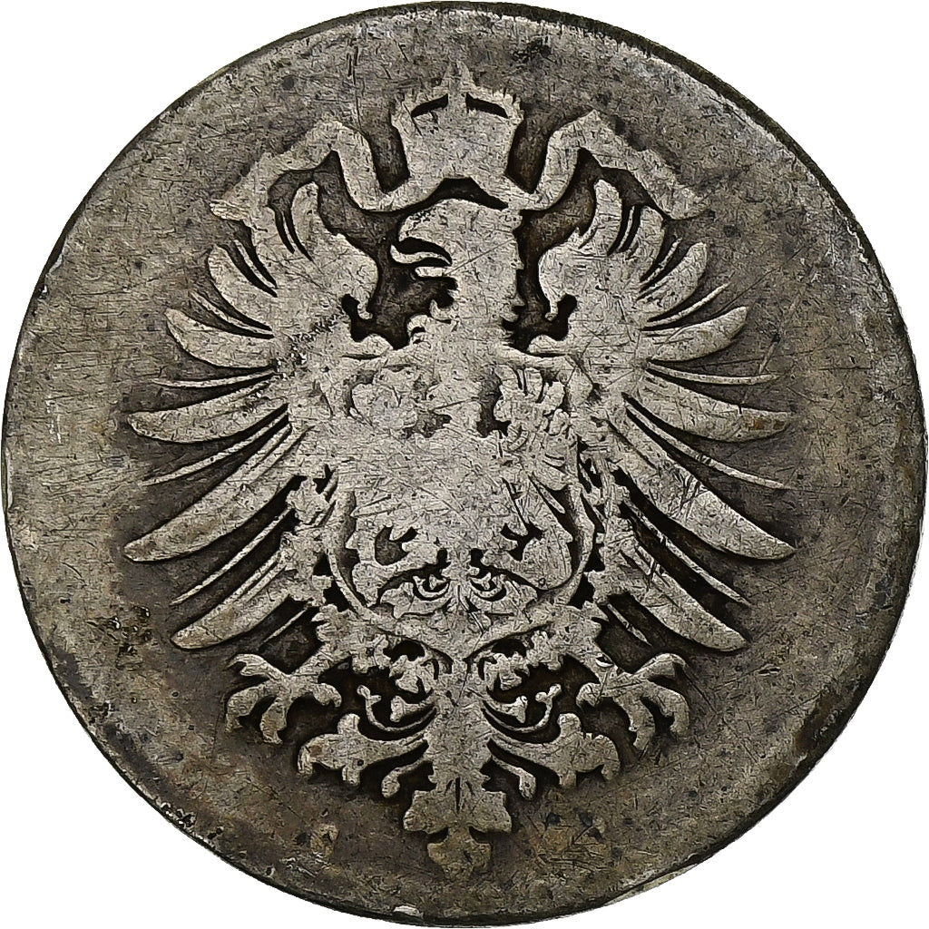 ALEMANIA - IMPERIO, Wilhelm I, Mark, 1875, Frankfurt, Plata, BC+, KM:7