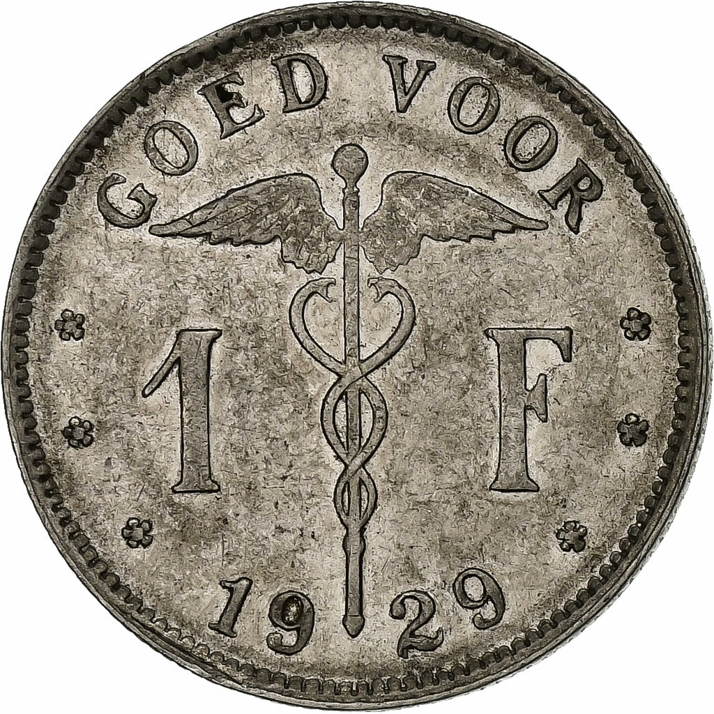 Belgio, Albert I, Franc, 1929, Nichel, BB, KM:90