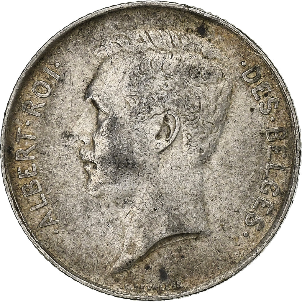 Belgio, Albert I, Franc, 1913, Argento, MB+, KM:72
