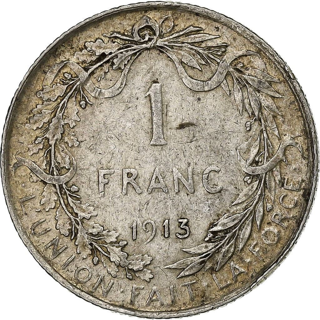 Belgio, Albert I, Franc, 1913, Argento, MB+, KM:72