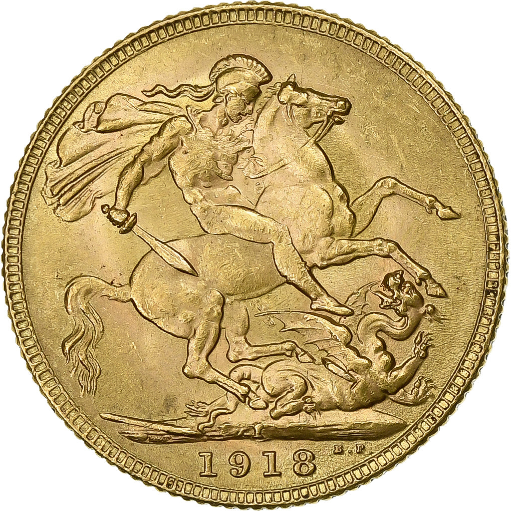 INDIA-BRITISH, George V, Sovereign, 1918, Bombay, Or, SUP, KM:525A