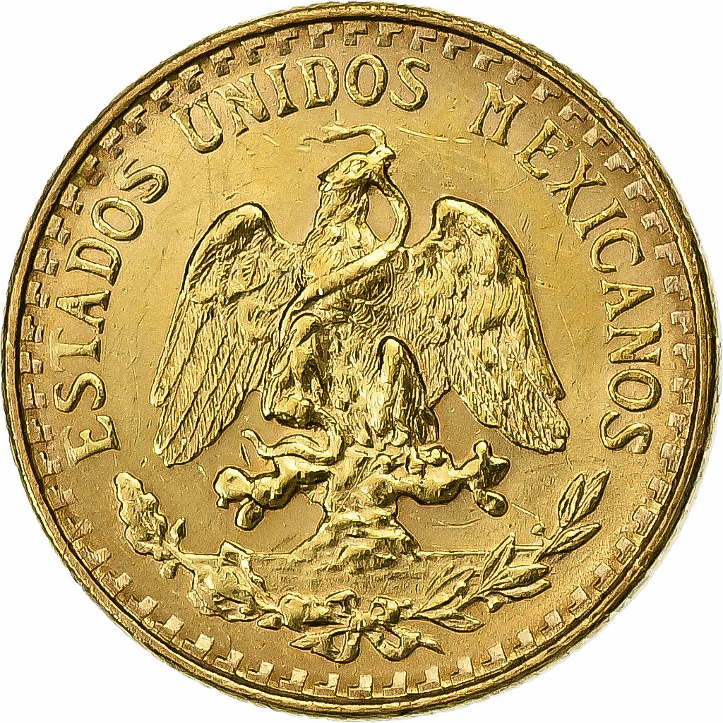 México, 2 Pesos, 1945, Mexico City, Dourado, AU(55-58), KM:461
