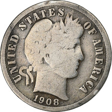 United States, Dime, Barber, 1908, U.S. Mint, Silver, VF(30-35), KM:113