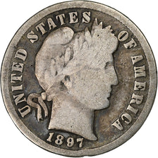 Vereinigte Staaten, Dime, Barber, 1897, U.S. Mint, Silber, S+, KM:113