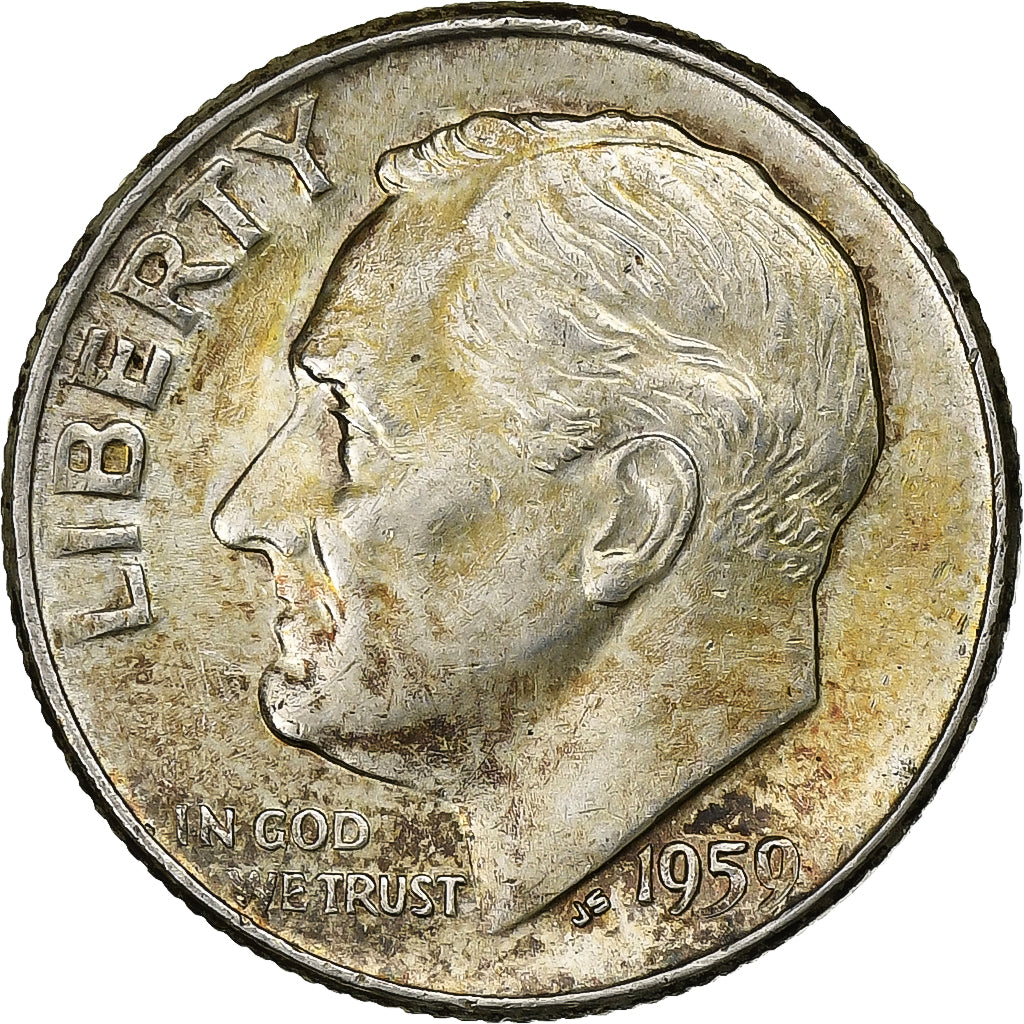 United States, Dime, Roosevelt, 1959, U.S. Mint, Silver, AU(50-53), KM:195