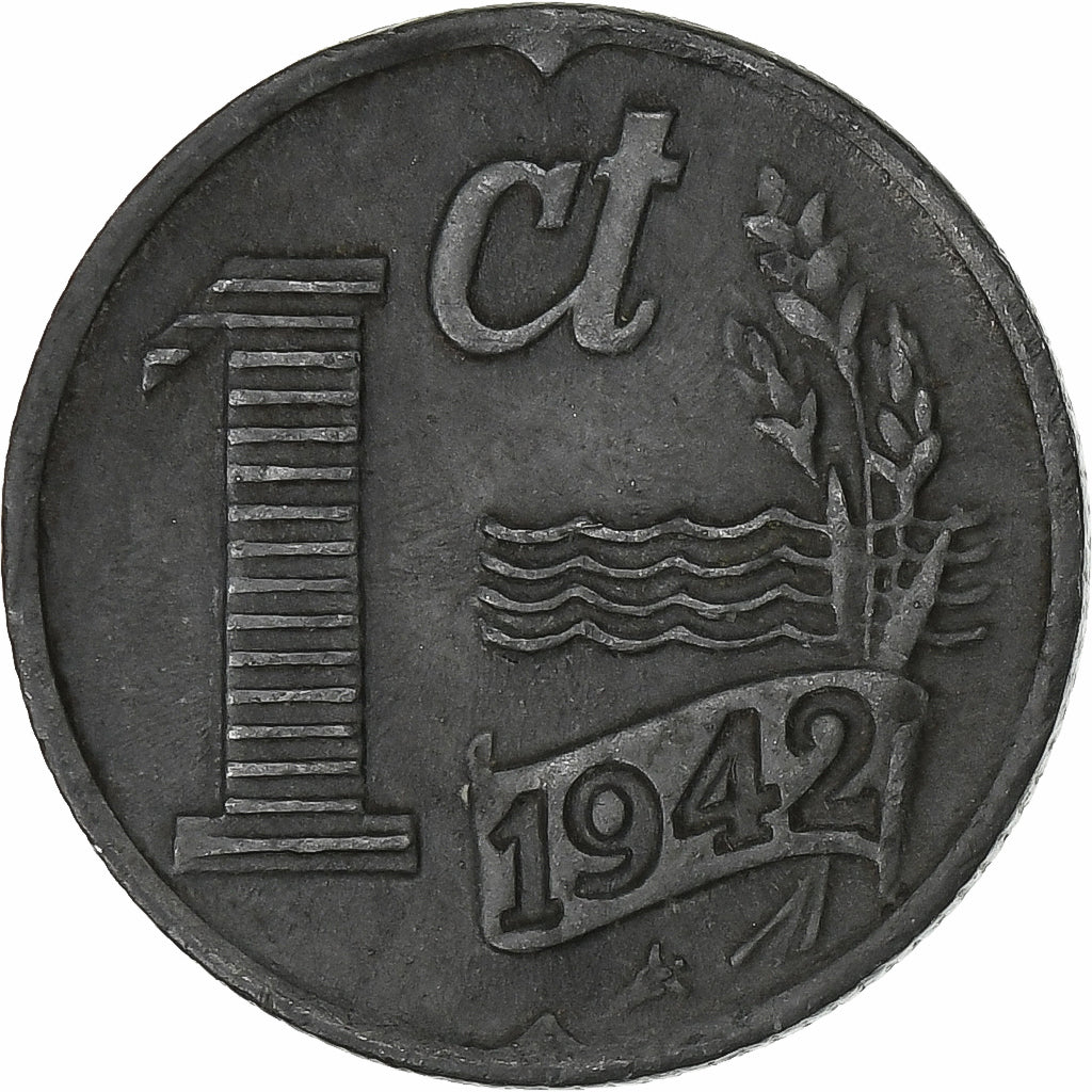 Holandia, Wilhelmina I, Cent, 1942, Cynk, AU(50-53), KM:170