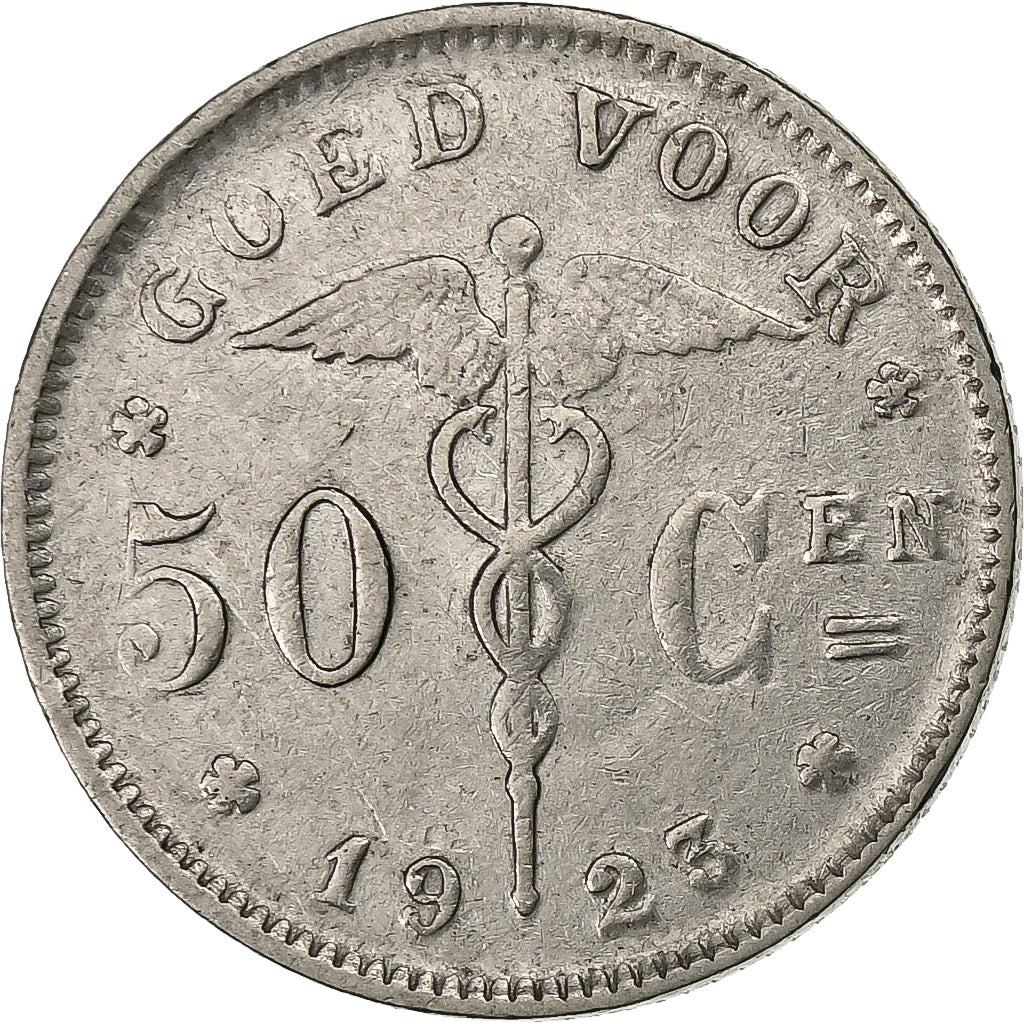 Bélgica, Albert I, 50 Centimes, 1923, Níquel, MBC, KM:88