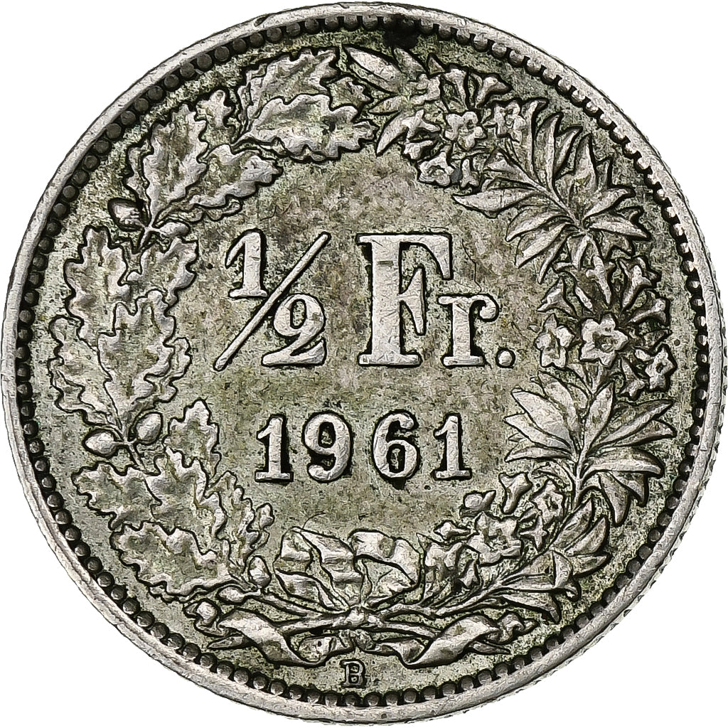 Suiza, 1/2 Franc, 1961, Bern, Plata, MBC, KM:23