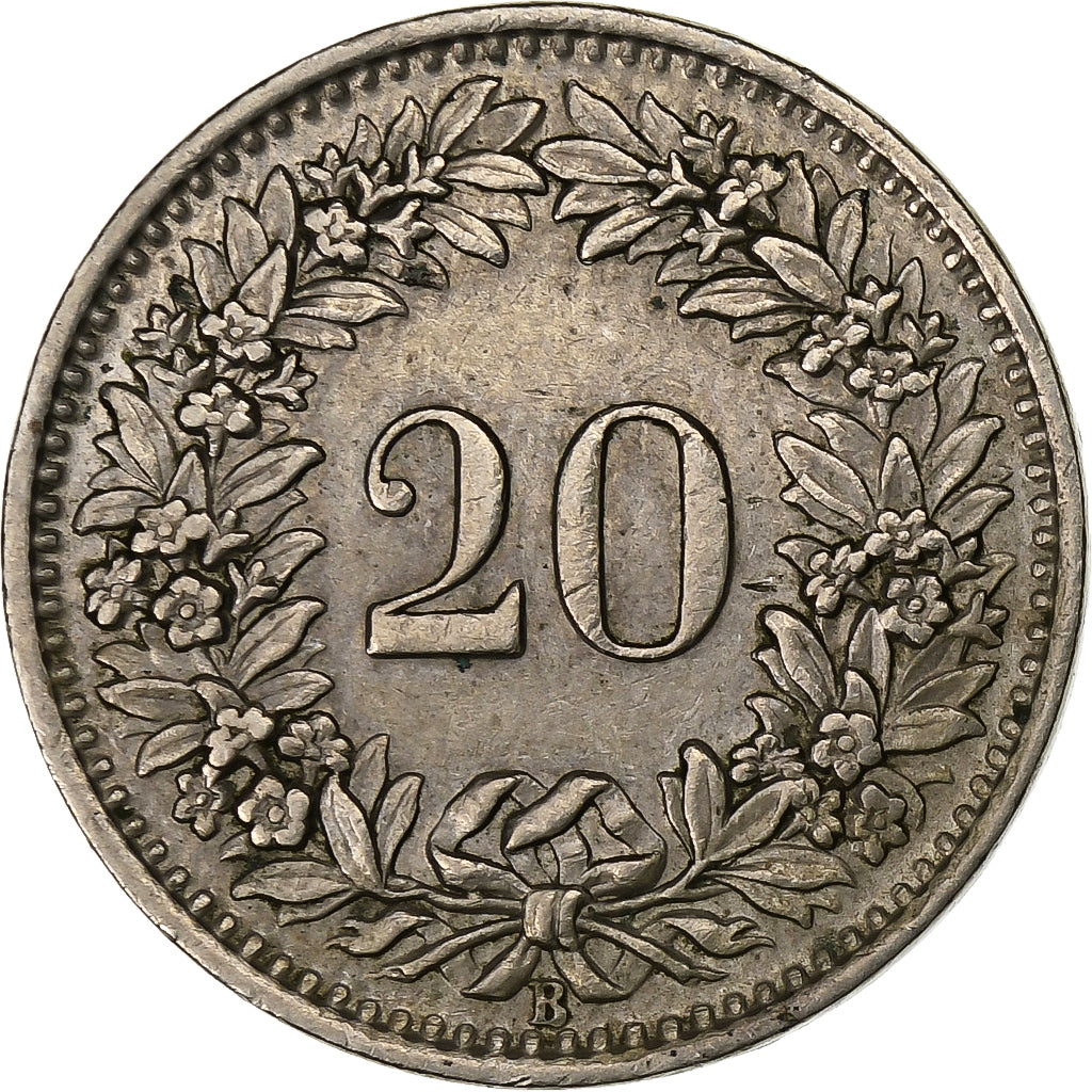 Suiza, 20 Rappen, 1953, Bern, Cobre - níquel, MBC, KM:29a