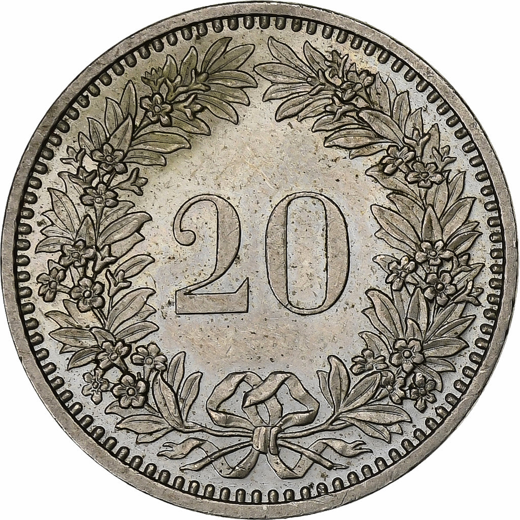 Svizzera, 20 Rappen, 1985, Bern, Rame-nichel, BB, KM:29a