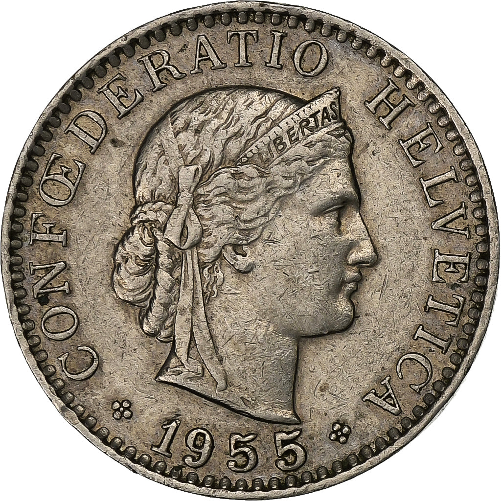 Schweiz, 20 Rappen, 1955, Bern, Kupfer-Nickel, SS, KM:29a