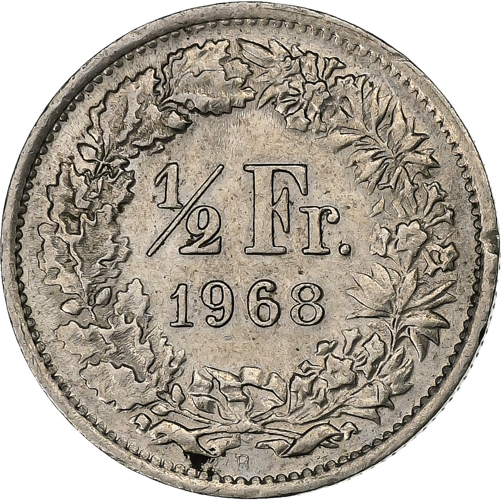 Schweiz, 1/2 Franc, 1968, Bern, Kupfer-Nickel, SS, KM:23a.1