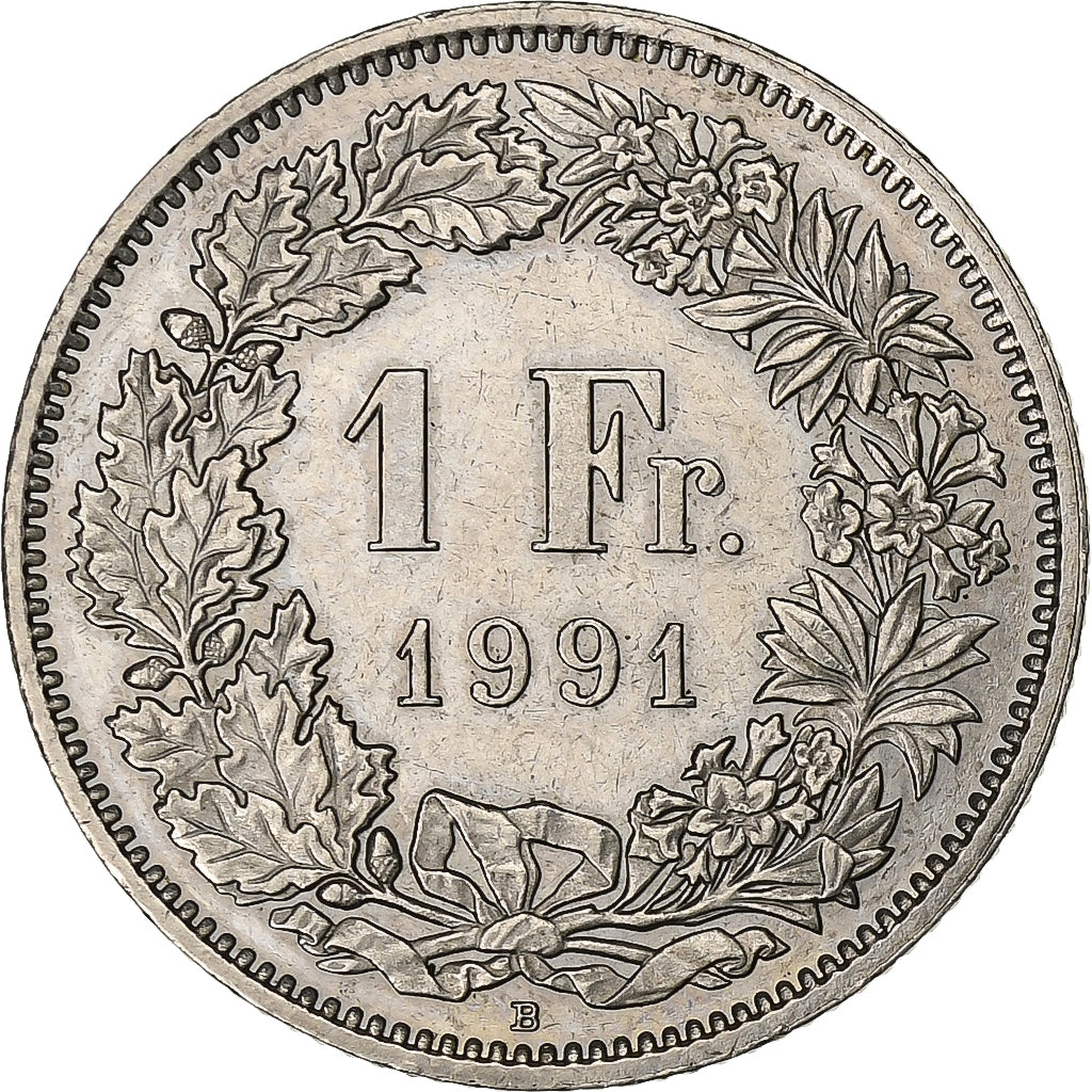Schweiz, Franc, 1991, Bern, Kupfer-Nickel, SS, KM:24a.3