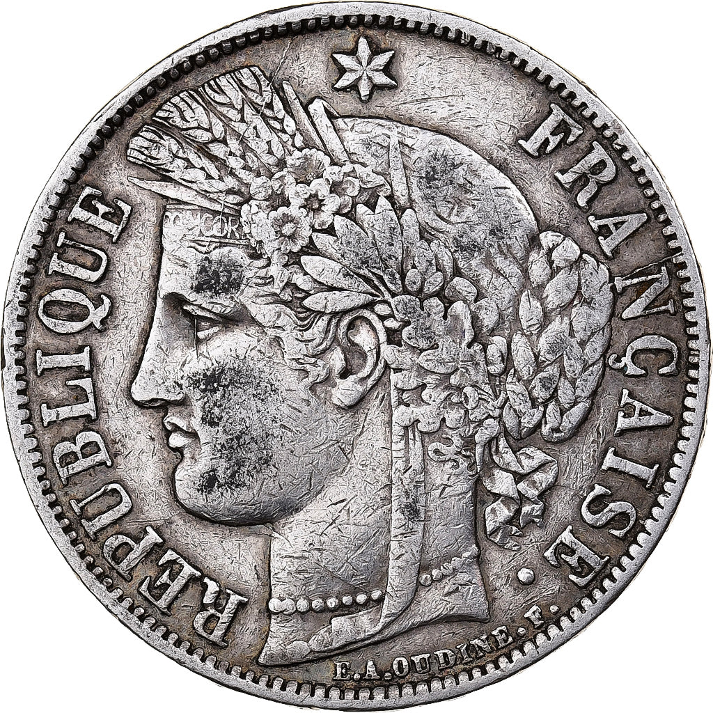 Frankreich, 5 Francs, Cérès, 1870, Bordeaux, Silber, SS, Gadoury:742, KM:818.1