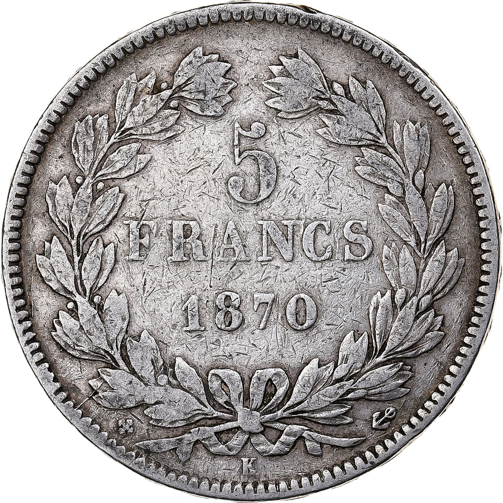 Frankreich, 5 Francs, Cérès, 1870, Bordeaux, Silber, SS, Gadoury:742, KM:818.1