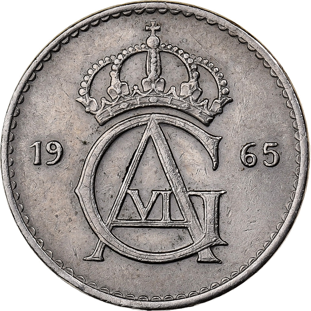 Sweden, Gustaf VI, 25 Öre, 1965, Copper-nickel, AU(50-53), KM:836