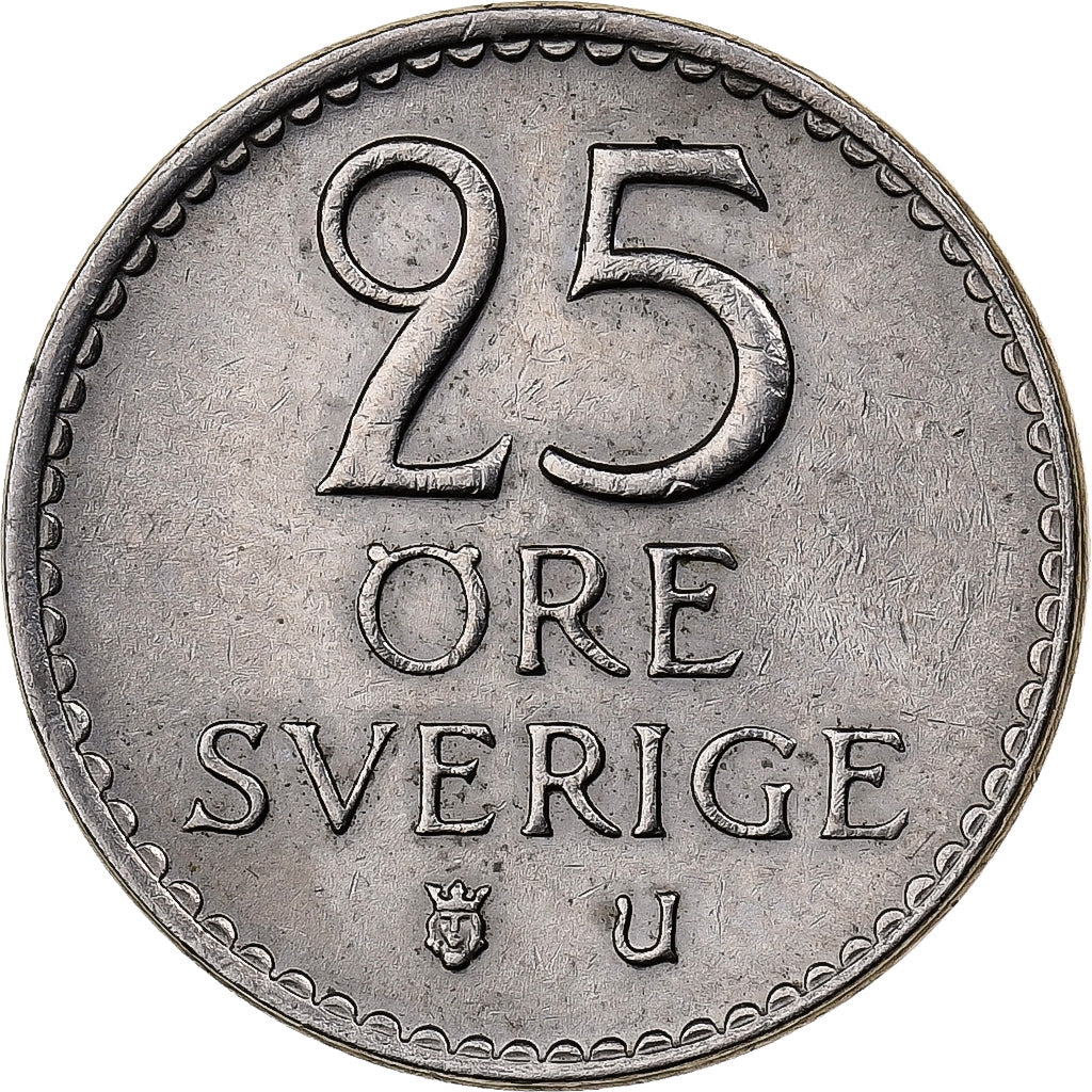 Sweden, Gustaf VI, 25 Öre, 1965, Copper-nickel, AU(50-53), KM:836