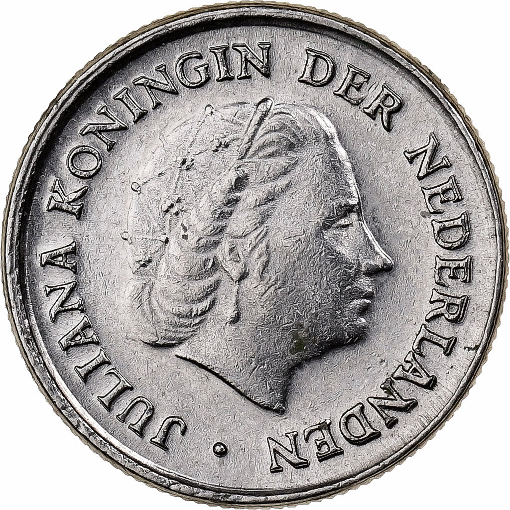 Holandia, Juliana, 10 Cents, 1977, Nikiel, AU(50-53), KM:182