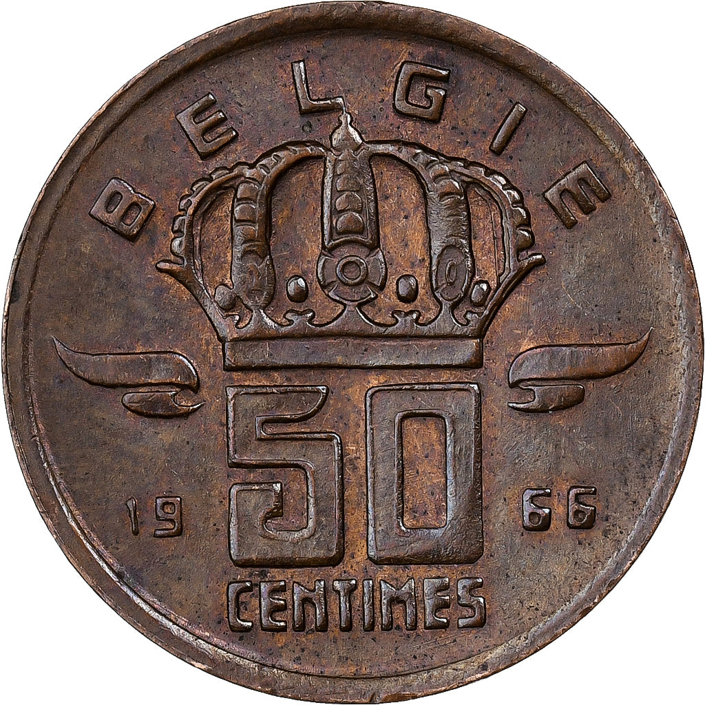 Belgio, Baudouin I, 50 Centimes, 1966, Bronzo, BB, KM:148.2