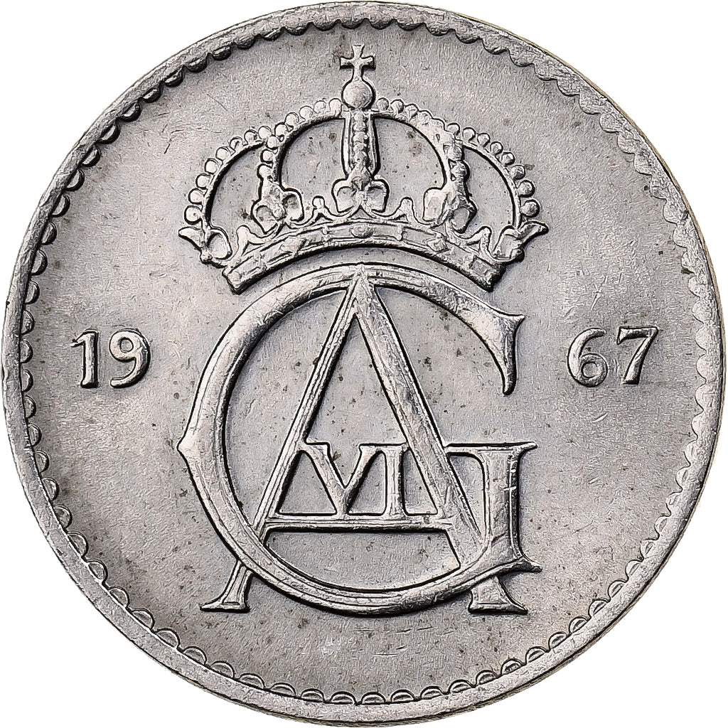 Sweden, Gustaf VI, 25 Öre, 1967, Copper-nickel, EF(40-45), KM:836