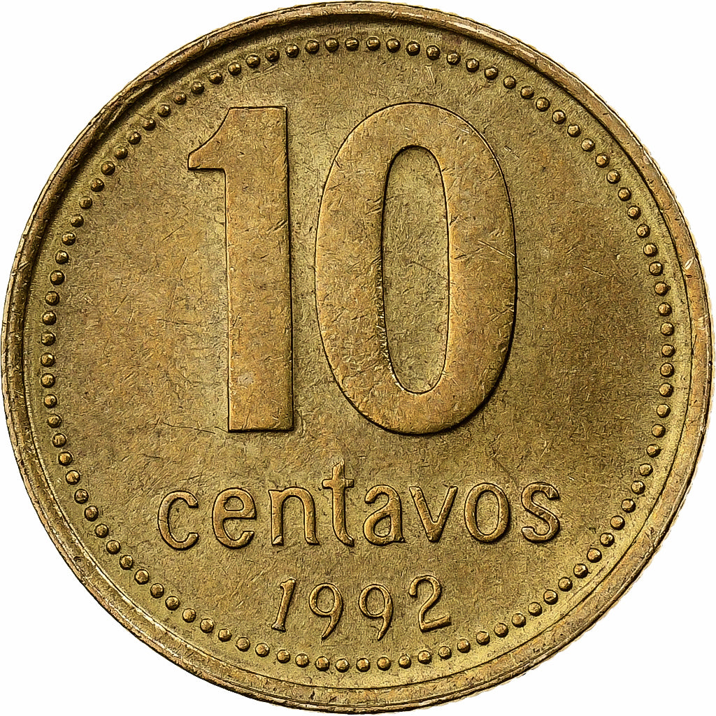 Argentina, 10 Centavos, 1992, Alluminio-bronzo, BB, KM:107