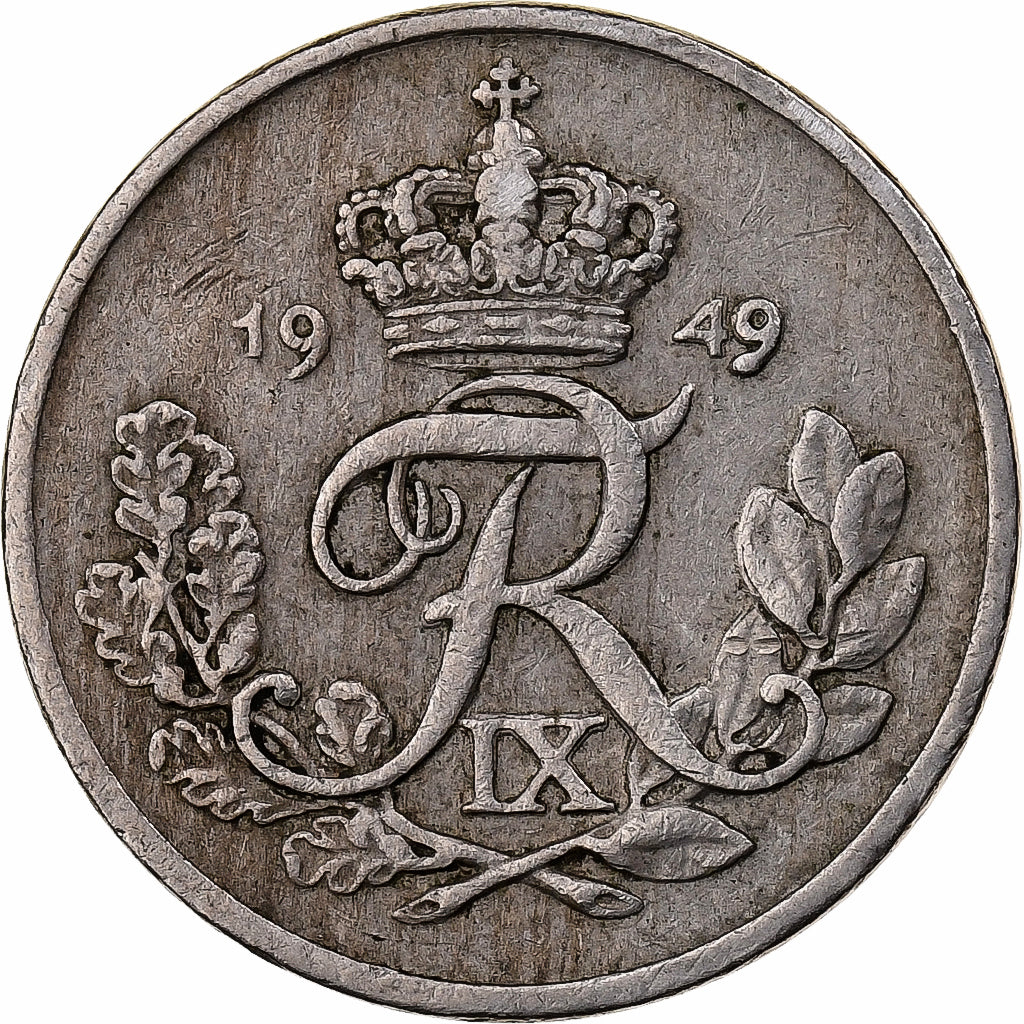 Dinamarca, Frederik IX, 10 Öre, 1949, Copenhagen, Cobre-níquel, EF(40-45)