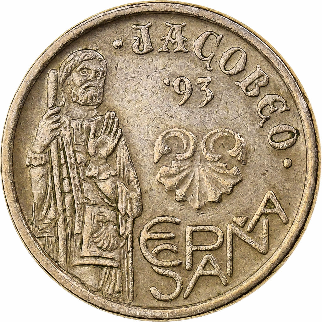 España, Juan Carlos I, 5 Pesetas, 1993, Madrid, Aluminio - bronce, MBC, KM:919