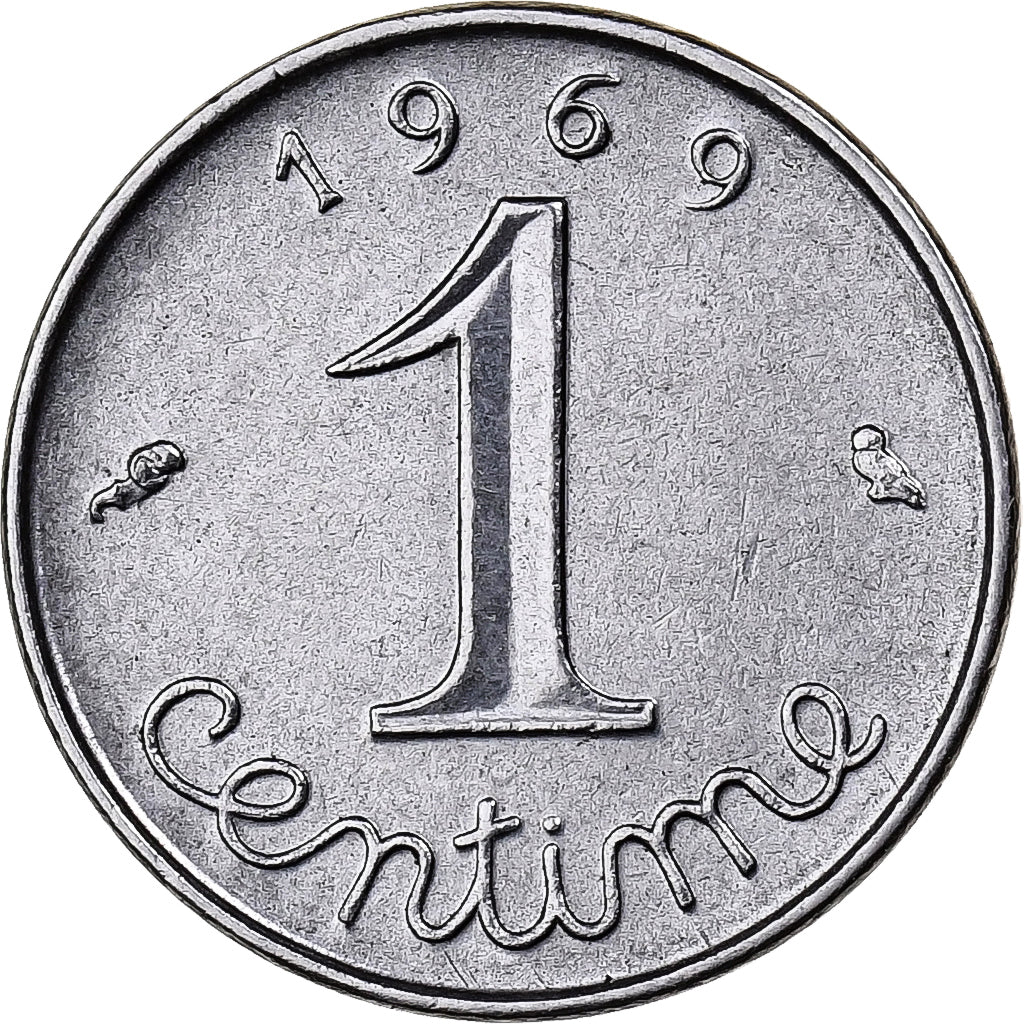 França, Centime, Épi, 1969, Paris, Aço Inoxidável, EF(40-45), Gadoury:91