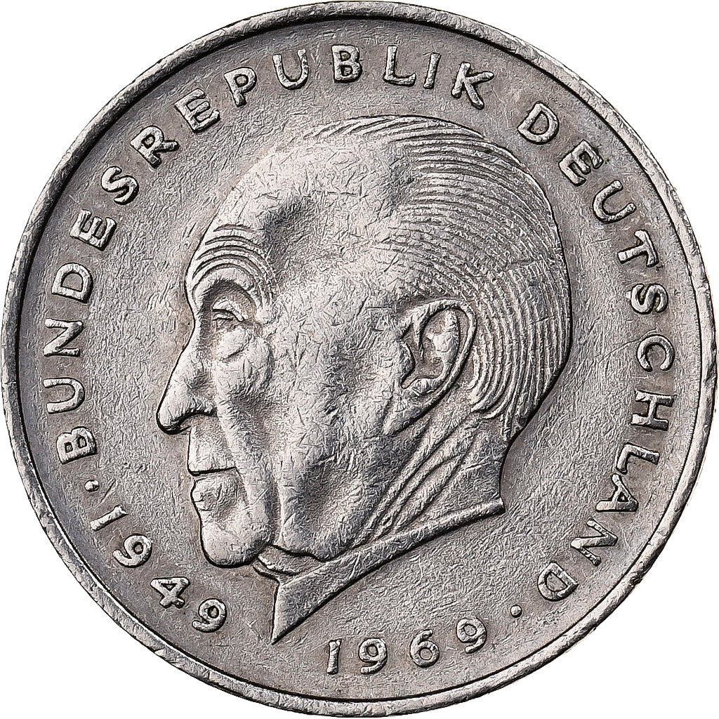Niemcy - RFN, 2 Mark, 1969, Stuttgart, Miedź-Nikiel niklowany, EF(40-45)