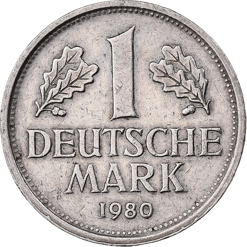 GERMANIA - REPUBBLICA FEDERALE, Mark, 1980, Stuttgart, Rame-nichel, BB, KM:110
