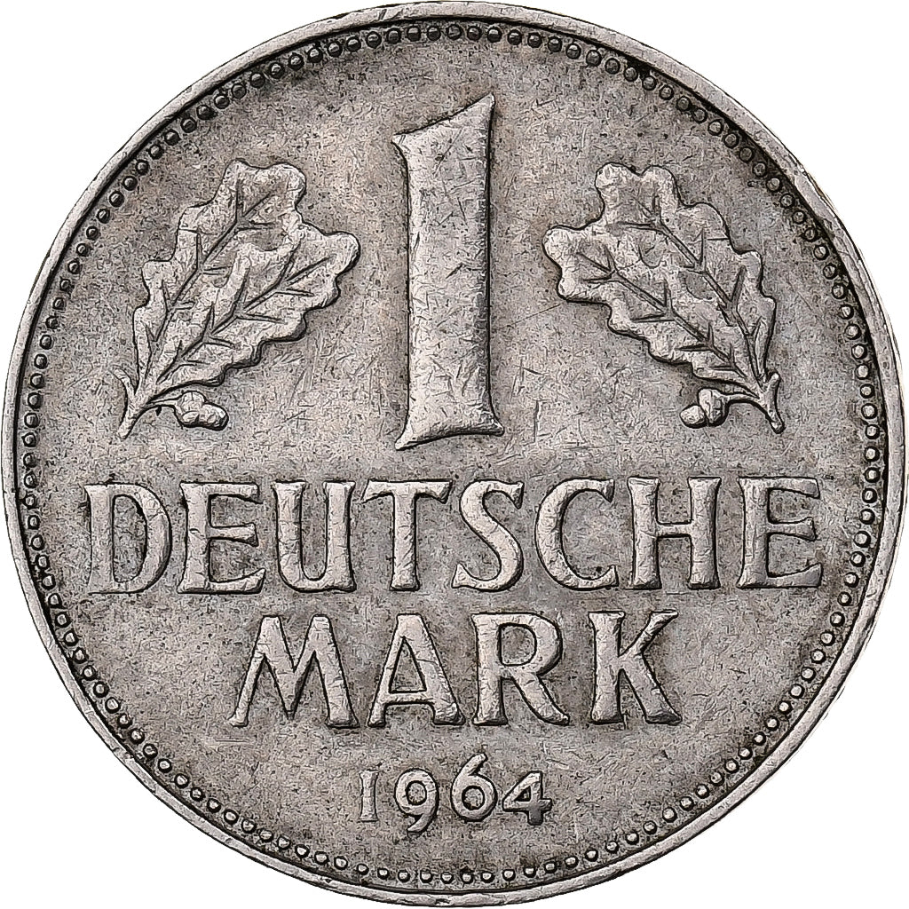 GERMANY - FEDERAL REPUBLIC, Mark, 1964, Karlsruhe, Copper-nickel, EF(40-45)