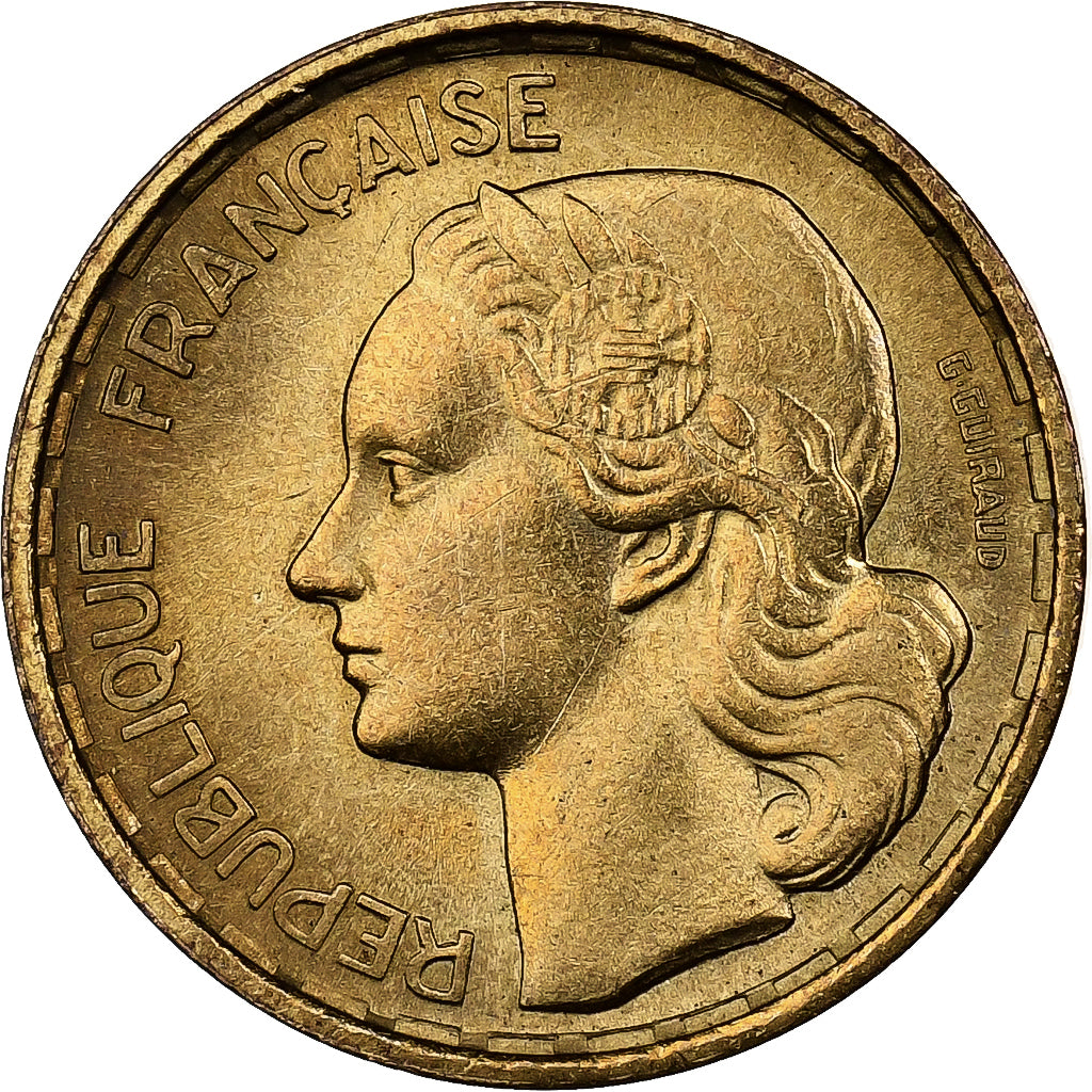 France, 10 Francs, Guiraud, 1955, Paris, Aluminum-Bronze, AU(50-53)